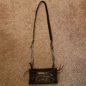 Ash Black Leather Crossbody